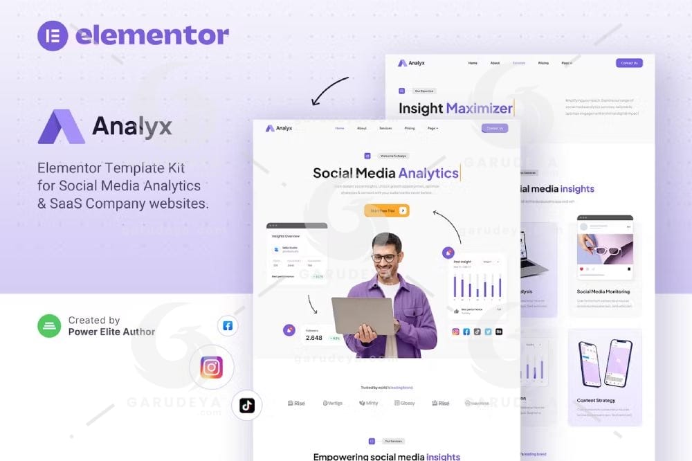 Analyx – Social Media Analytics & SaaS Company Elementor Template Kit