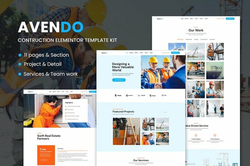 Avendo - Construction Elementor Template Kit