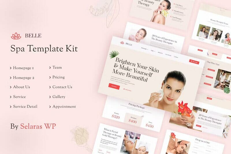 Belle - Spa Massage & Wellness Elementor Template Kit