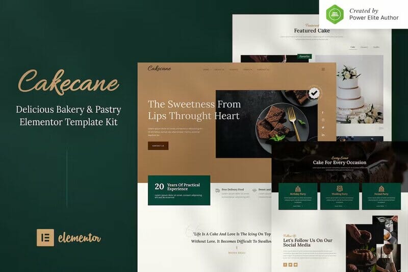 Cakecane – Cake & Pastry Elementor Template Kit