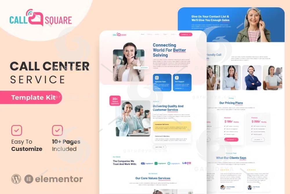 Call Square - Call Center & Support Company Elementor Template Kit