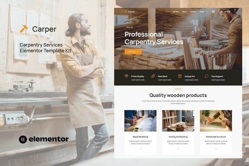 Carper - Carpenter & Craftman Elementor Template Kit