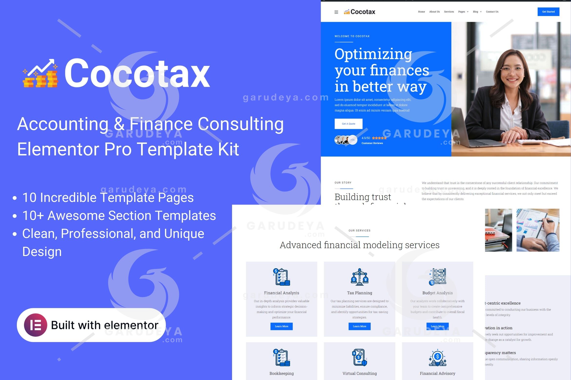 Cocotax - Accounting & Finance Consulting Elementor Template Kit