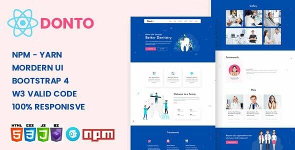 Donto - Dental Clinic & Medical Health React Template