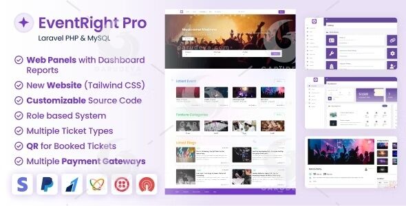 EventRight Pro - Ticket Sales and Event Booking & Management System with Website & Web Panels (SaaS)