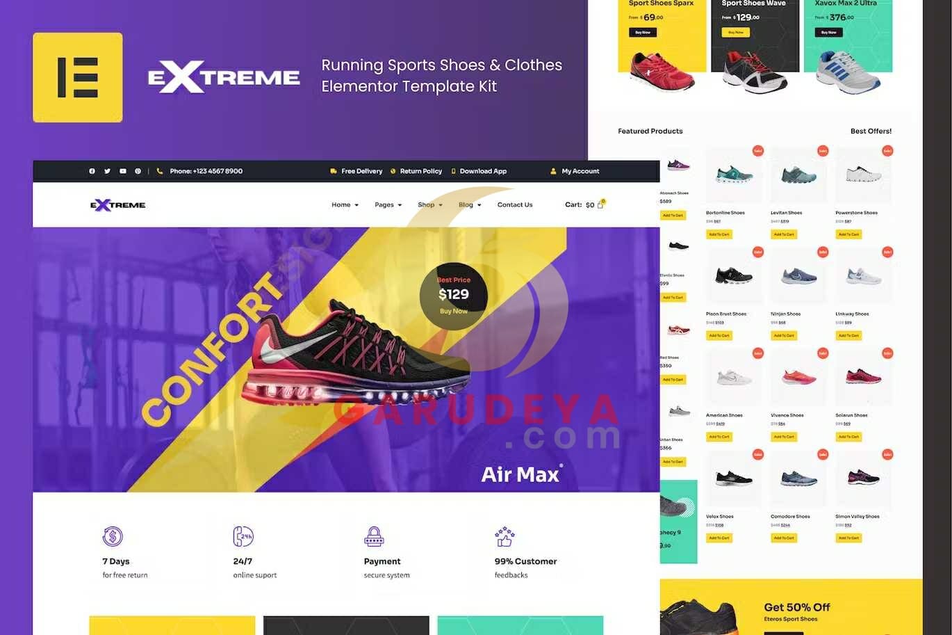 Extreme - Running Sports Shoes & Clothes Elementor Template Kit