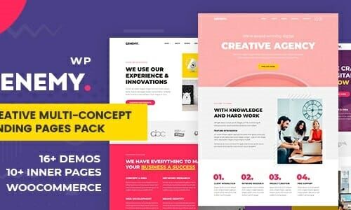 Genemy - Creative Minimal Landing Page Builder for Digital Startup Design Studio Agency in Marketing