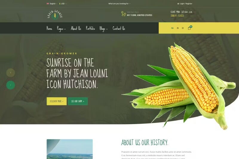 Grain Grower - Agriculture Farm & Farmers Elementor Template Kit