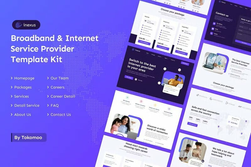 Inexus - Broadband & Internet Service Provider Elementor Template Kit