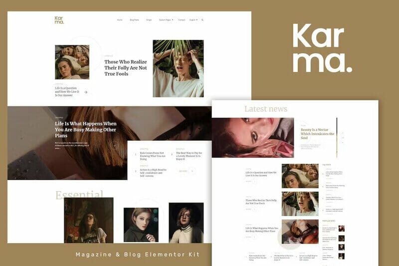 Karma - Blog & Magazine Elementor Template Kit