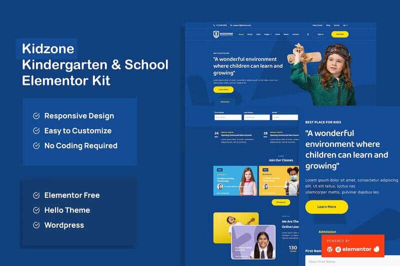 Kidzone - Kindergarten & School Elementor Template Kit