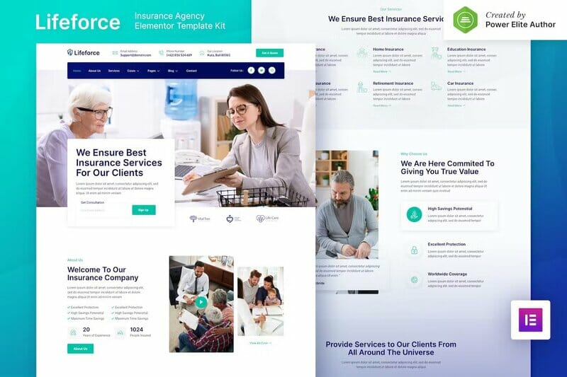 Lifeforce – Insurance Agency Elementor Template Kit