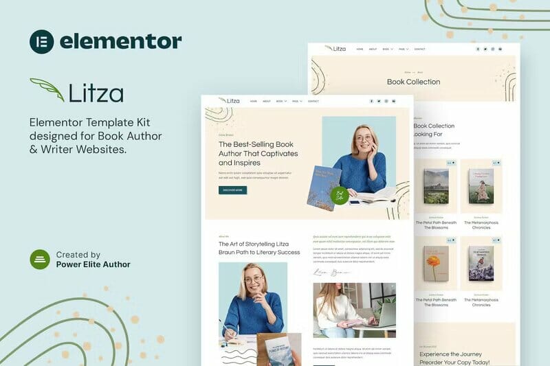 Litza – Book Author & Writer Elementor Template Kit