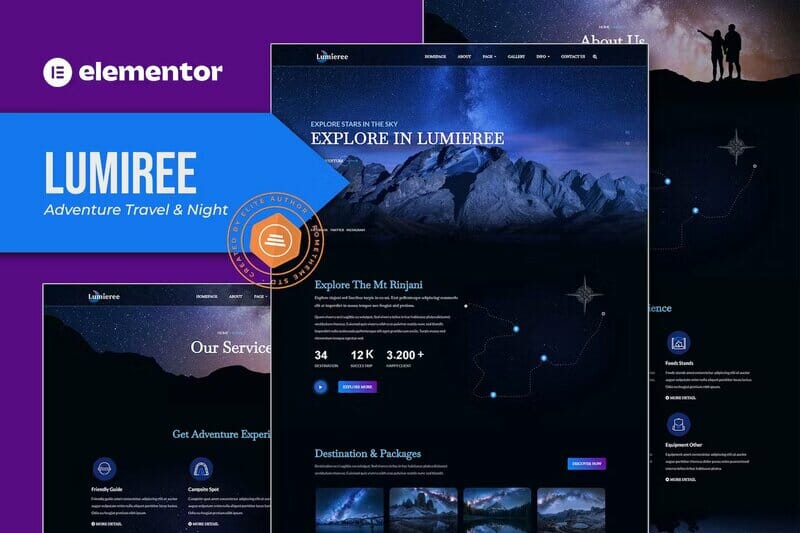 Lumieree - Adventure Travel & Night Camping Elementor Template Kit