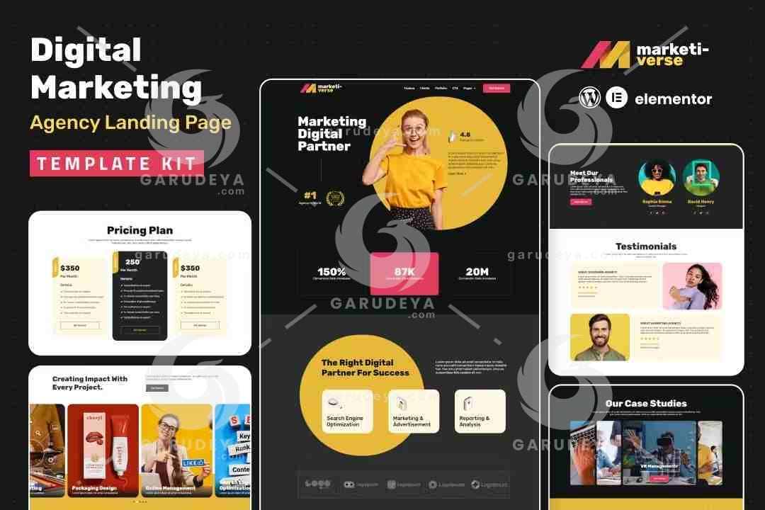 Marketiverse – Digital Marketing Services One Page Elementor Template Kit