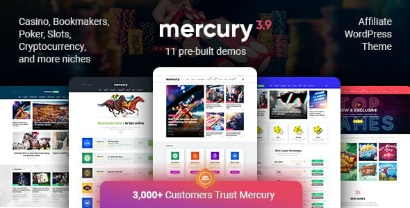 Mercury - Affiliate WordPress Theme. Casino, Gambling & Other Niches. Reviews & News