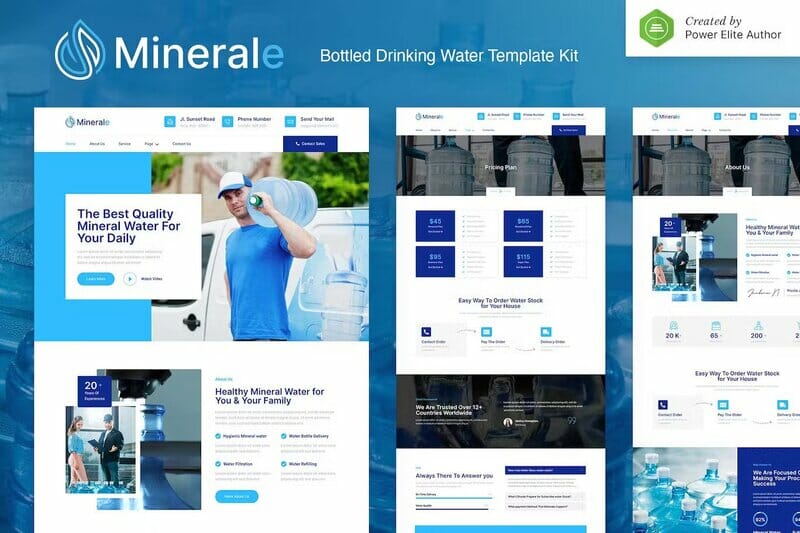 Minerale – Bottled Drinking Water Elementor Template Kit