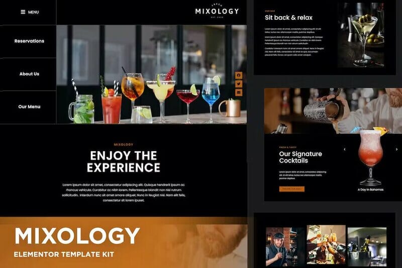 Mixology - Bar & Cocktails Elementor Template Kit