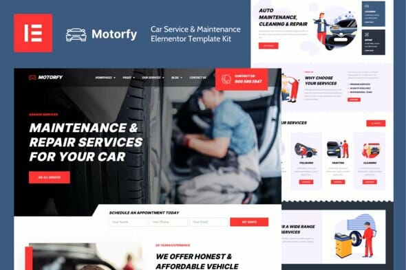 Motorfy - Car Service & Maintenance Elementor Template Kit