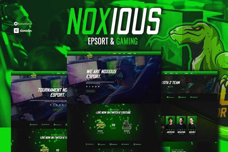 Noxious - Esport & Gaming Elementor Template kit