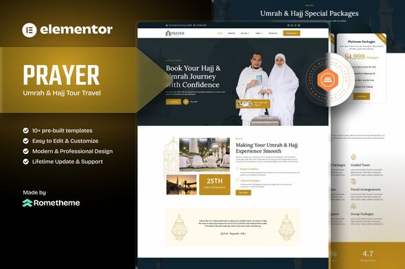 Prayer - Umrah & Hajj Tour Travel Elementor Template Kit