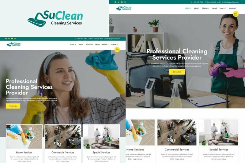 SuClean - Cleaning Services Elementor Template Kit