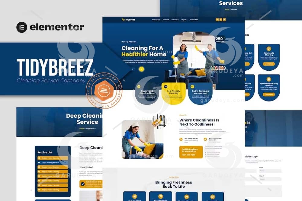 Tidybreez - Cleaning Service Company Elementor Template Kit