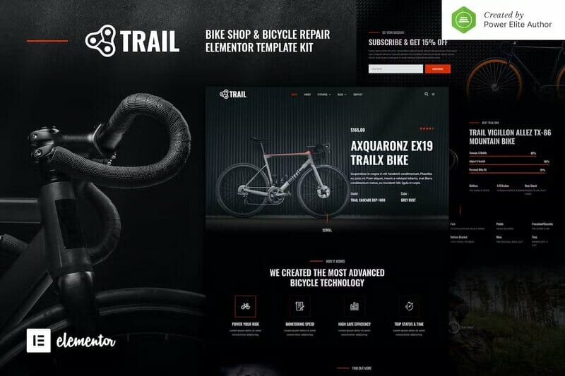 Trail – Bike Shop & Bicycle Repair Elementor Template Kit