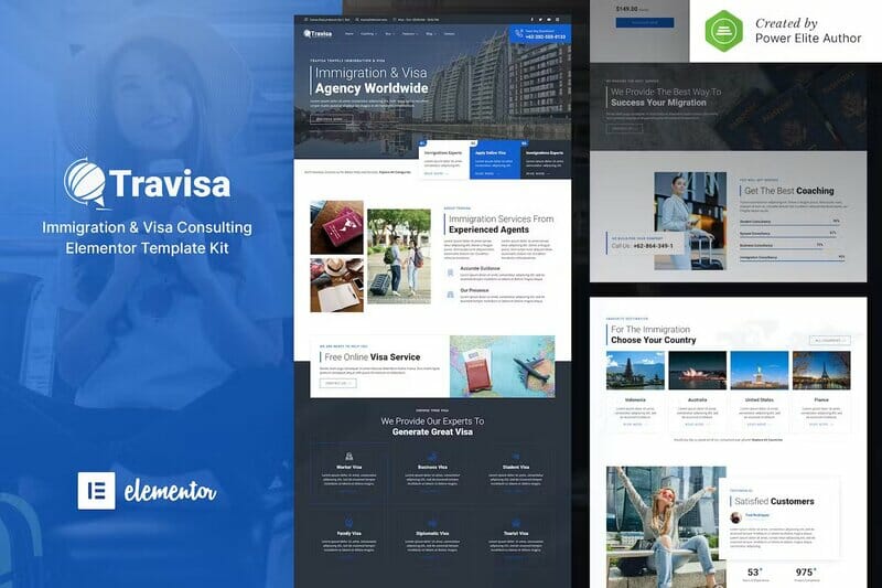 Travisa – Immigration & Visa Consulting Elementor Template Kit