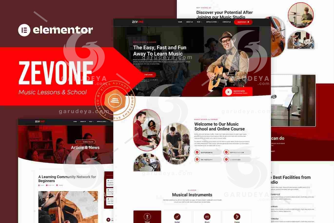 Zevone - Music Lessons & School Elementor Template Kit