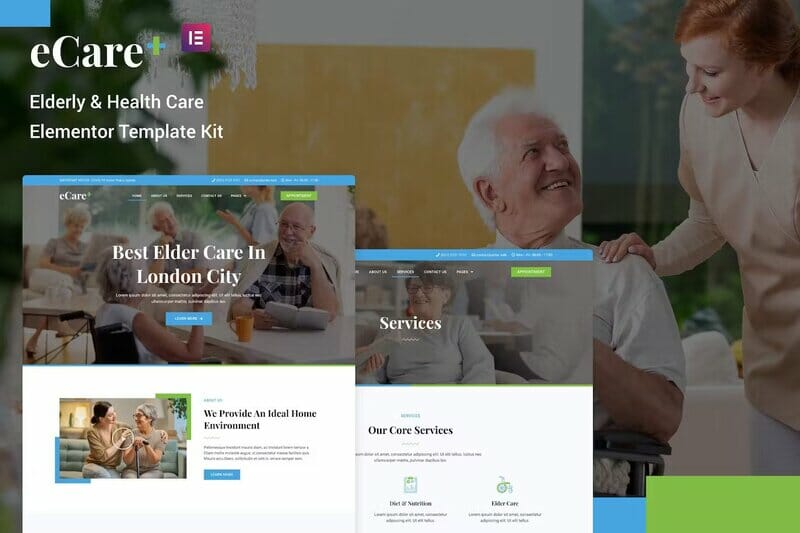 eCare - Elderly & Health Care Elementor Template Kit