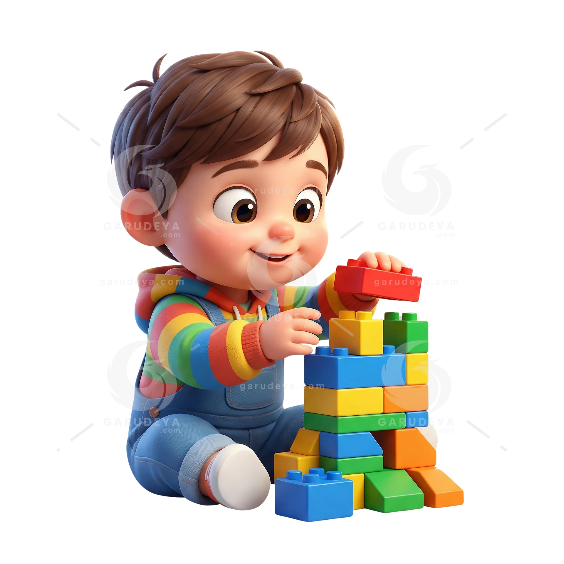 3D Cartoon Kid Building Blocks Learning