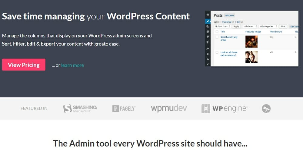 Admin Columns Pro Plugin
