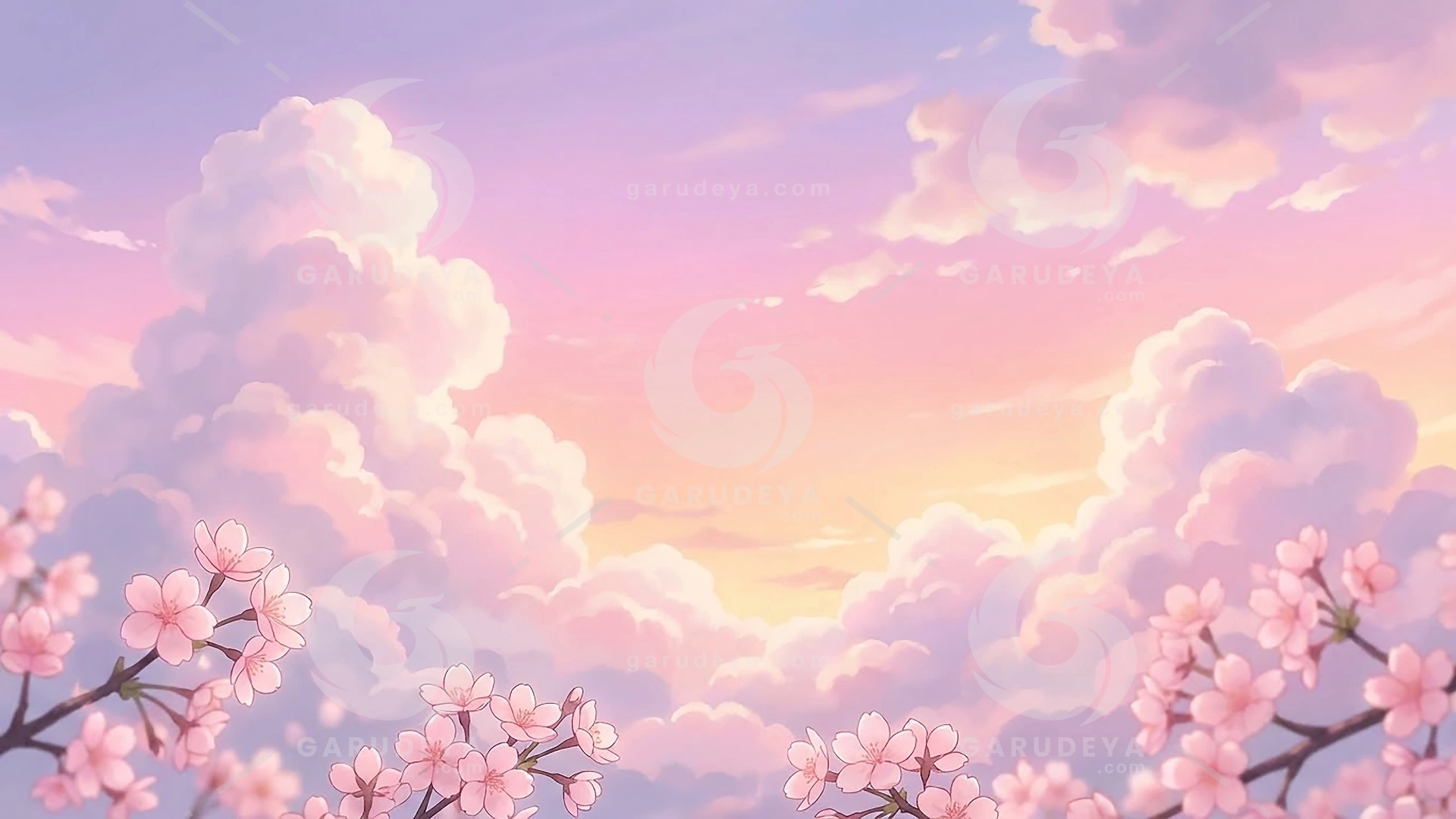 Anime Sky Sakura Sunset Dreamy Pastel