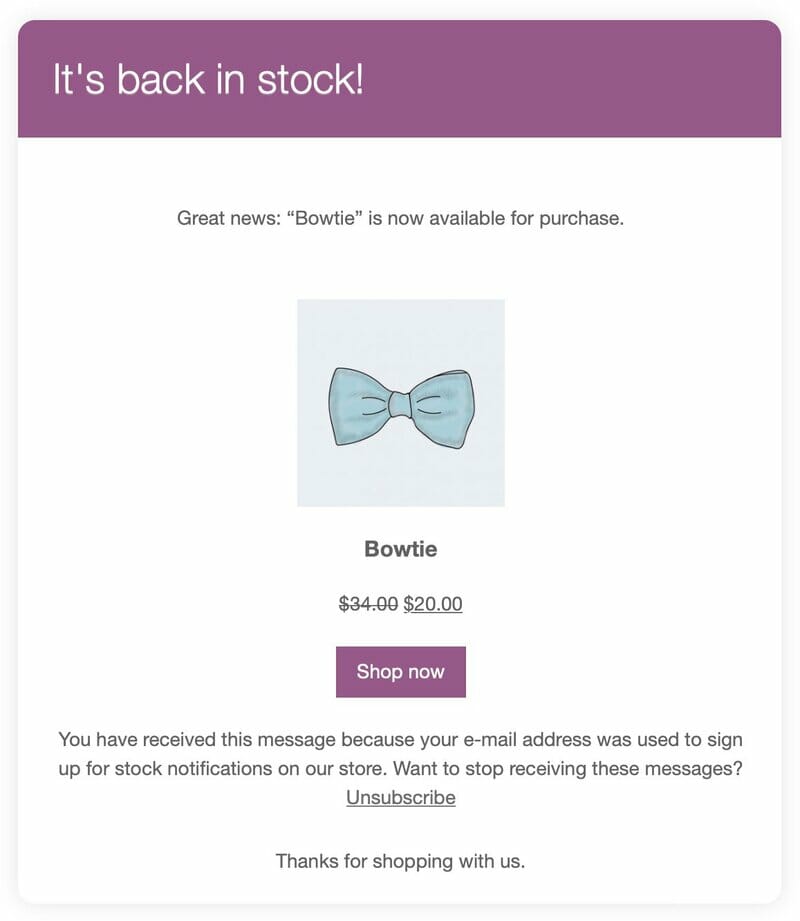 Back In Stock Notifications