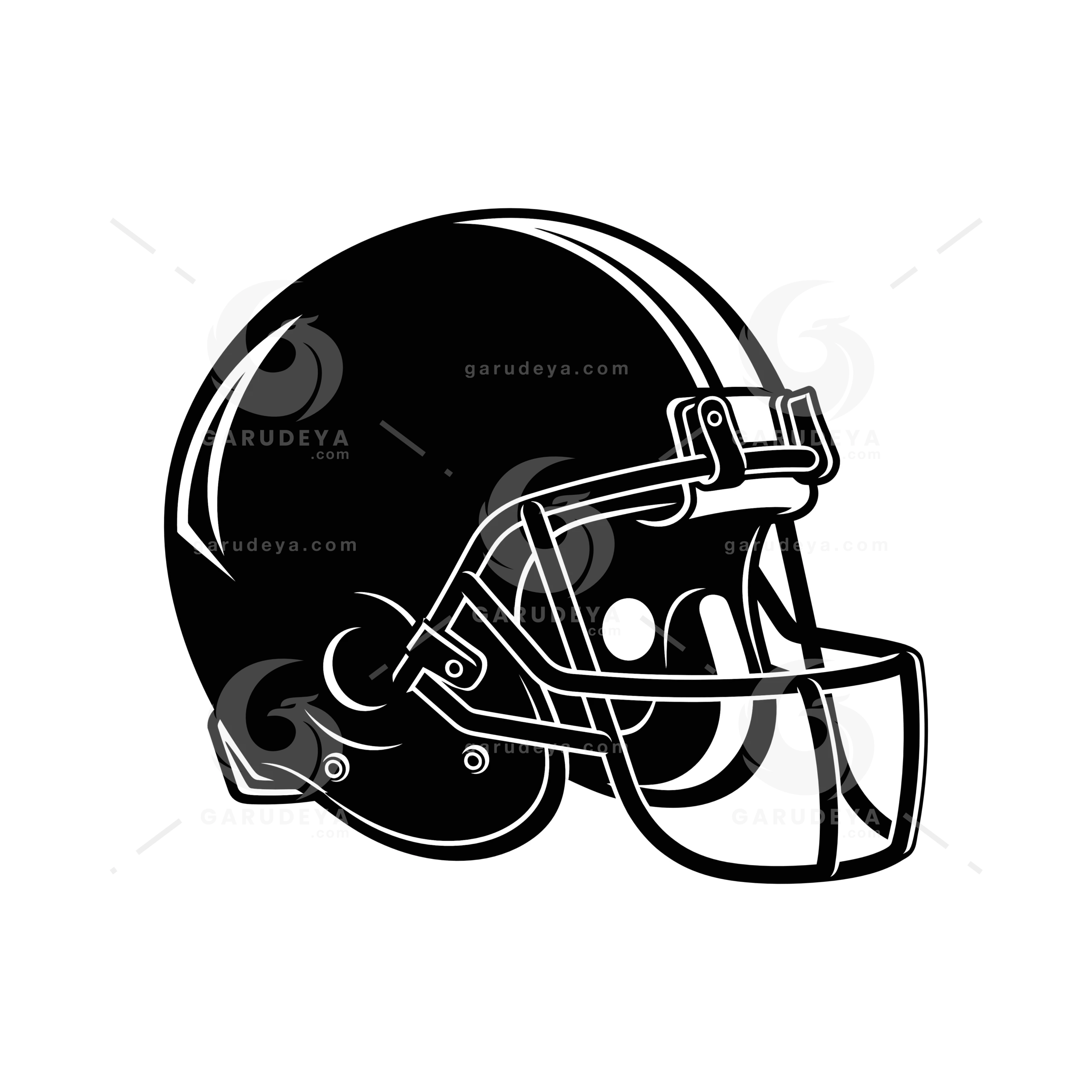 Black Football Helmet Vector Clipart Illustration