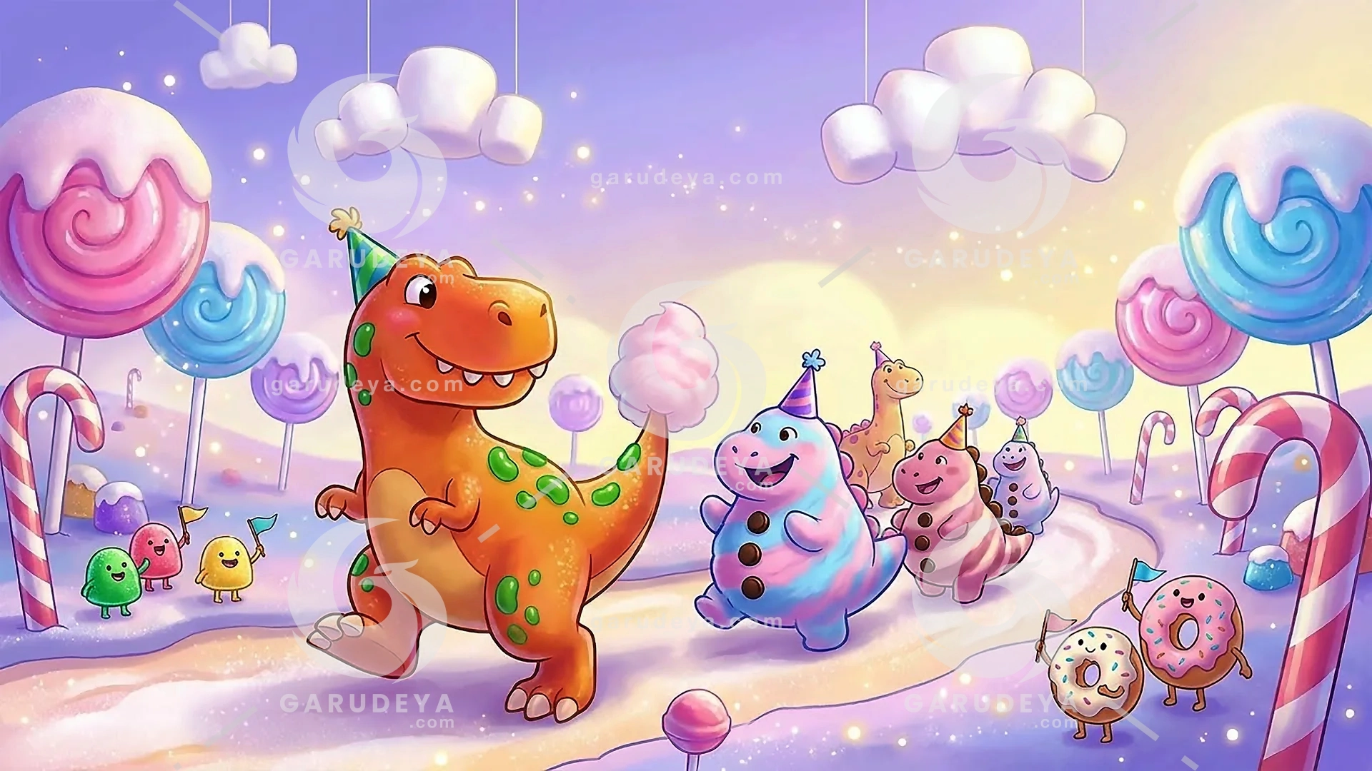 Cute Cartoon Candy Dino Parade