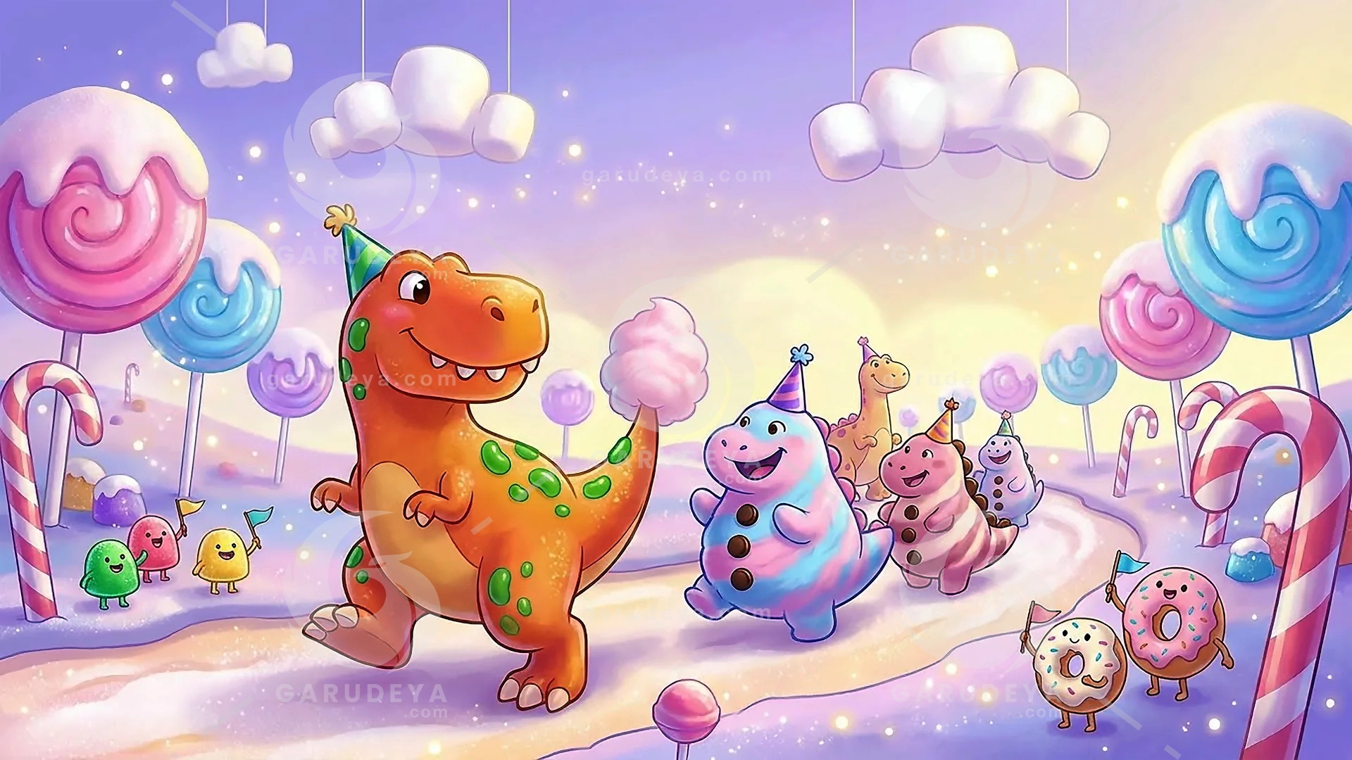 Candyland Dino - Cute Dinosaur Illustration Art