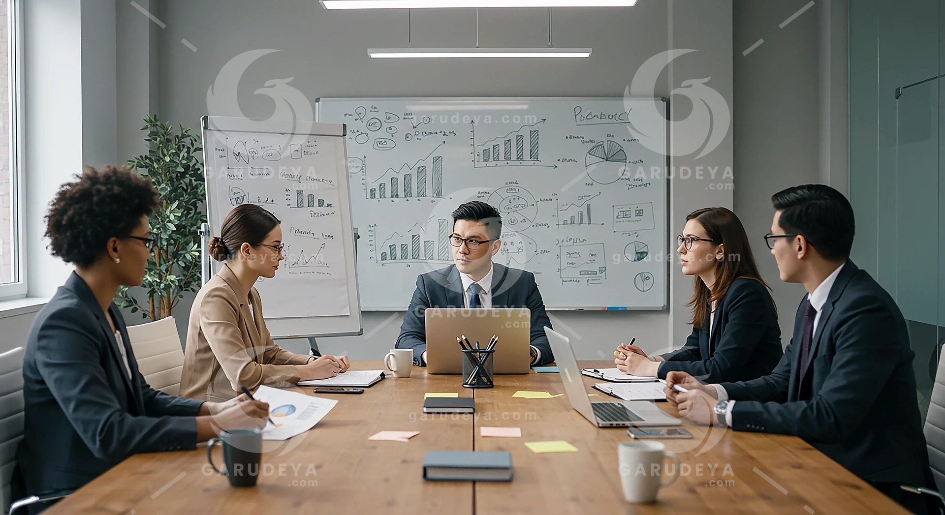 Corporate Office Team Planning and Analysis - Business Meeting Stock Photo