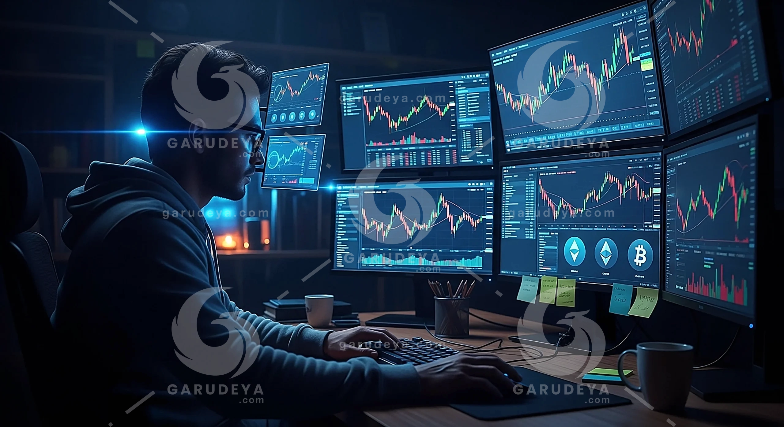 Crypto Trader at Work – Stock Photo