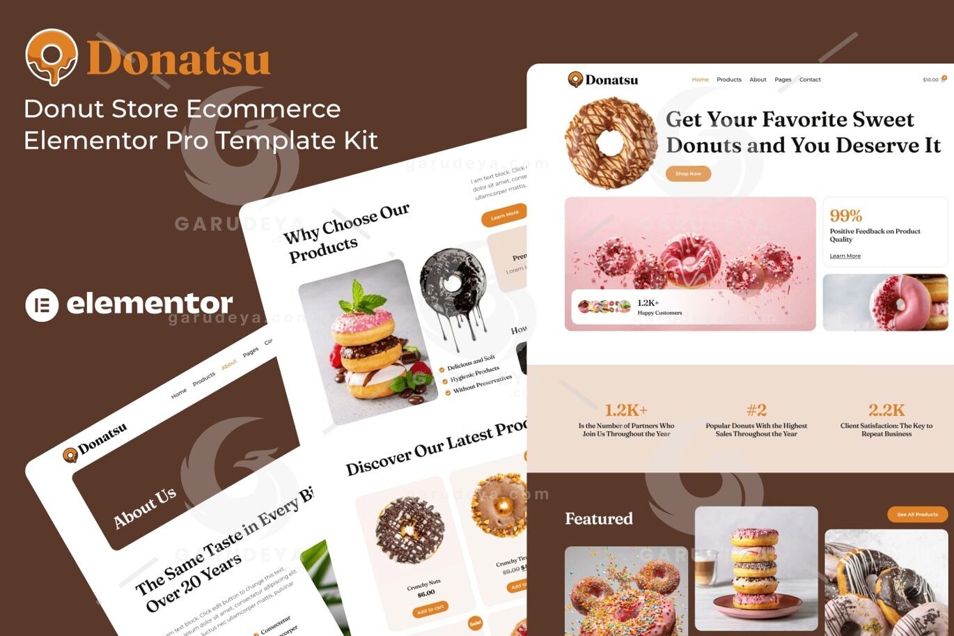 Donatsu - Donut Store Ecommerce Elementor Pro Template Kit