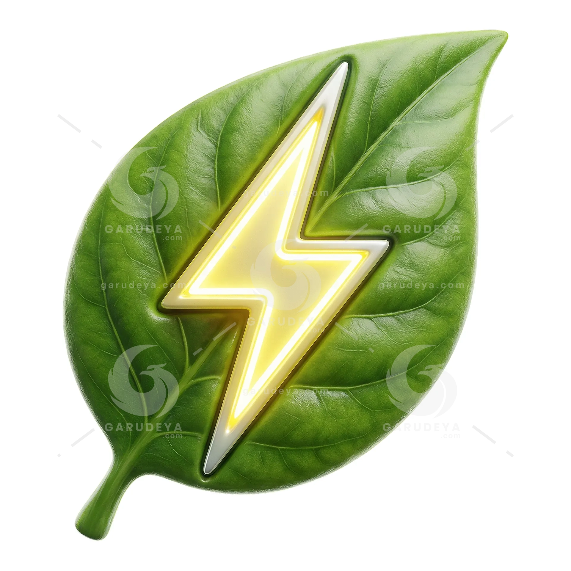 Eco Energy Lightning Leaf 3D Icon