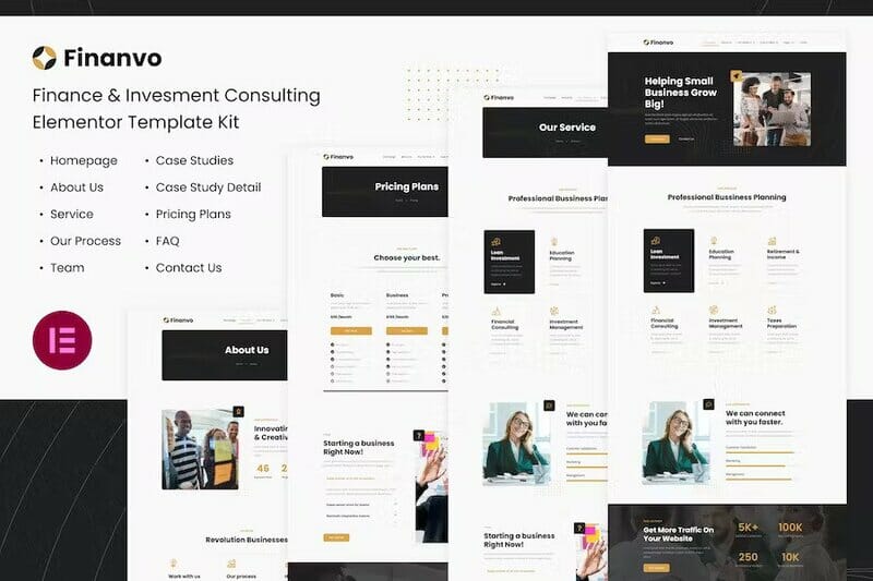 Finanvo Finance & Investment Consulting Elementor Template Kit