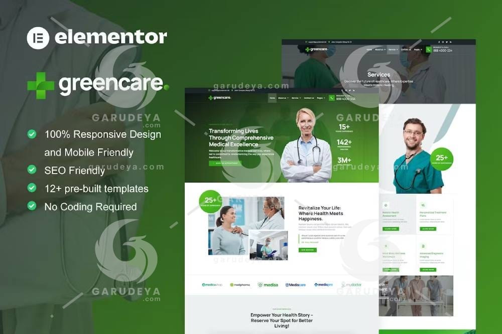 GreenCare - Medical Services Elementor Pro Template Kit
