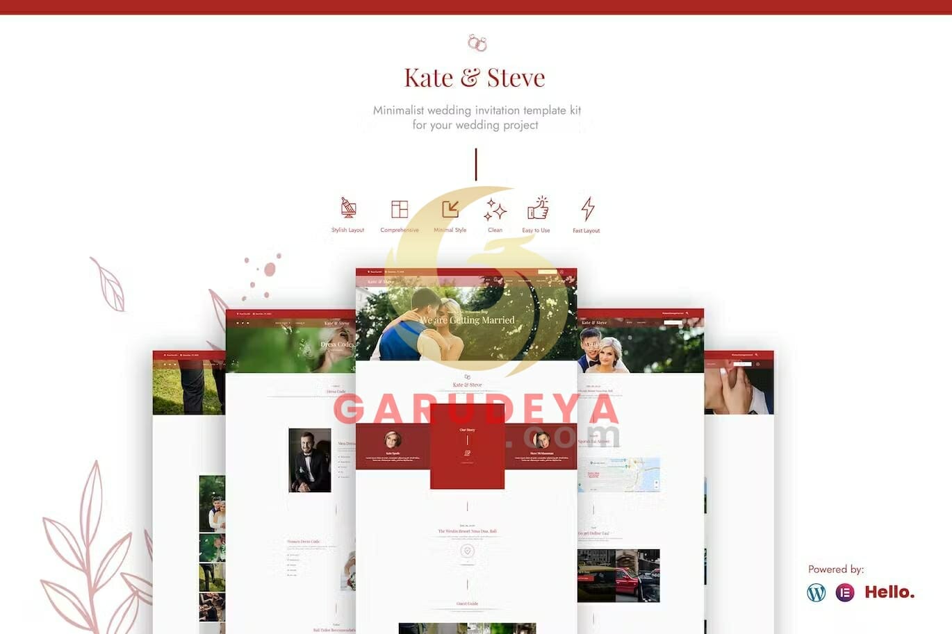 Kate & Steve - Wedding Invitation Elementor Pro Template Kit