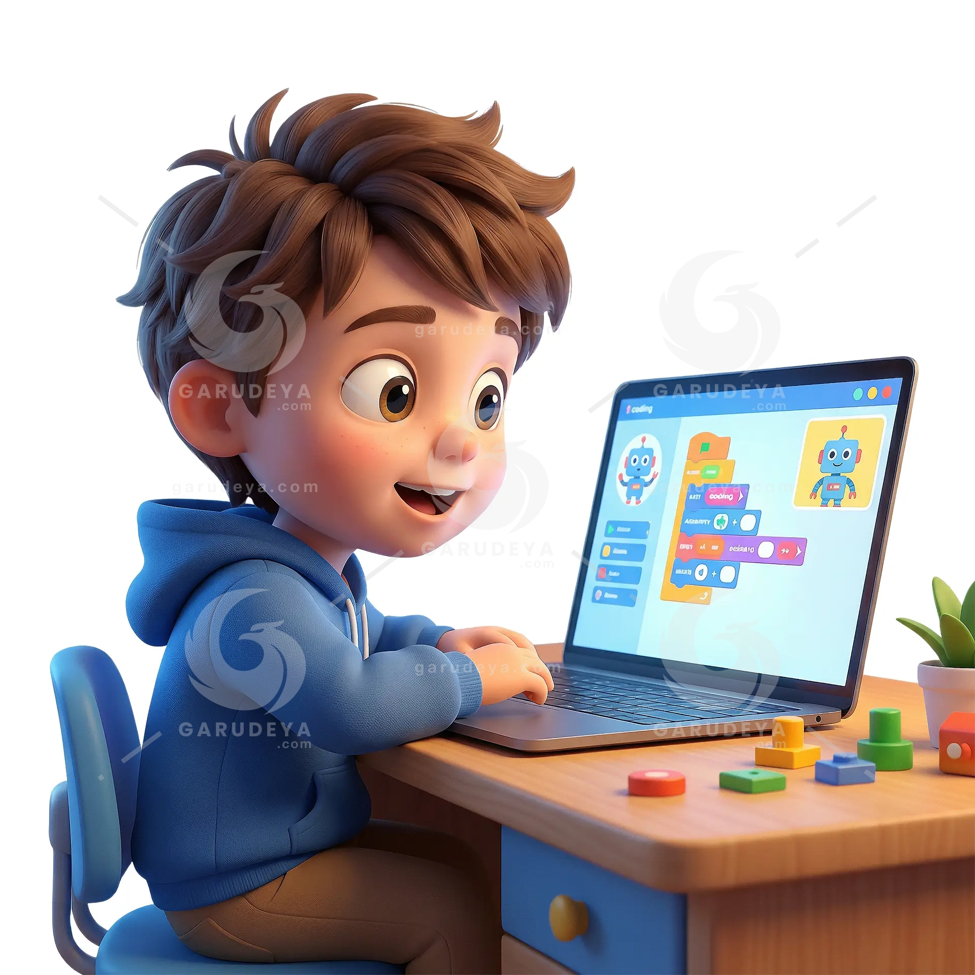 Kid Coding Computer Learning - 3D Cartoon