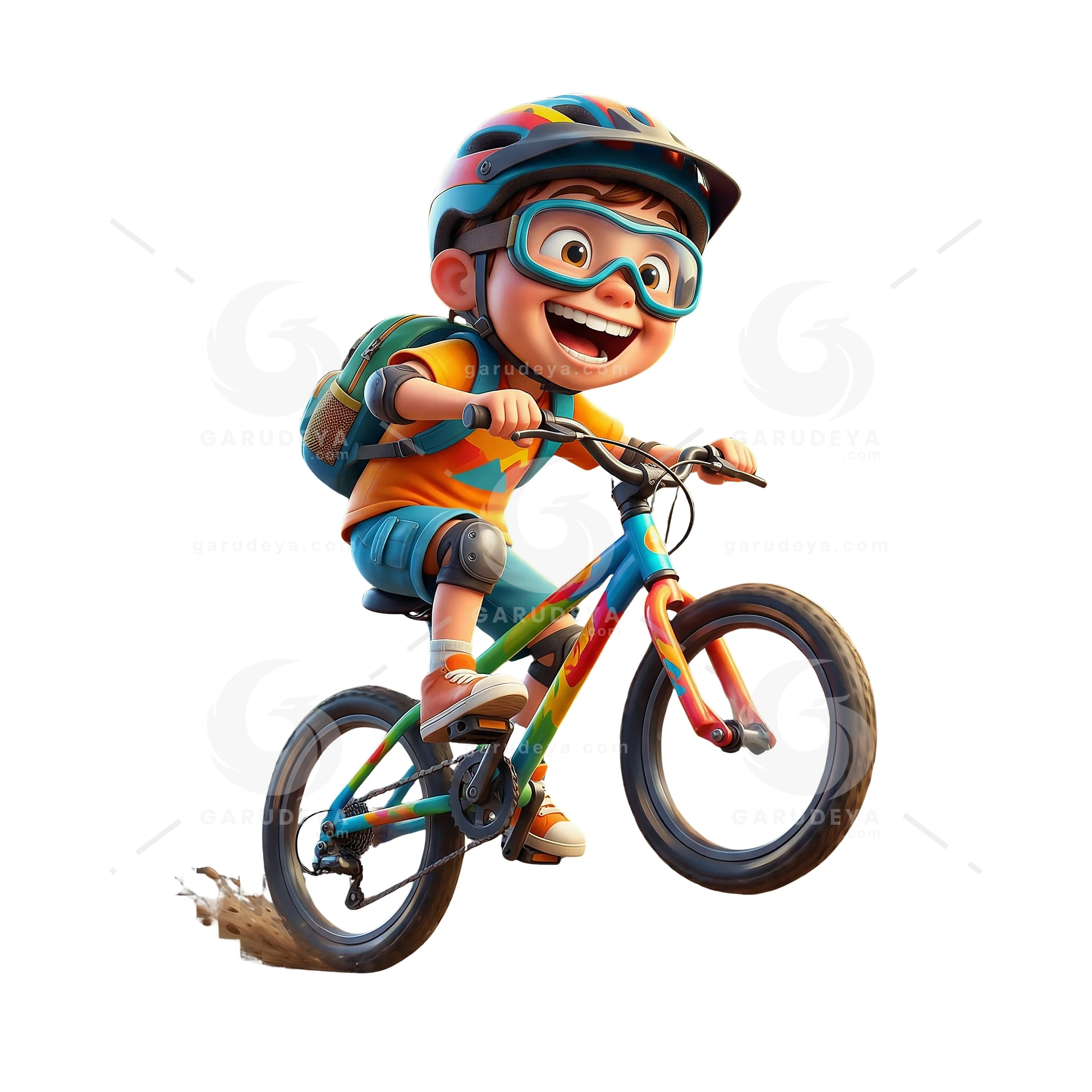 Kid Riding Bicycle Balance 3D Cartoon