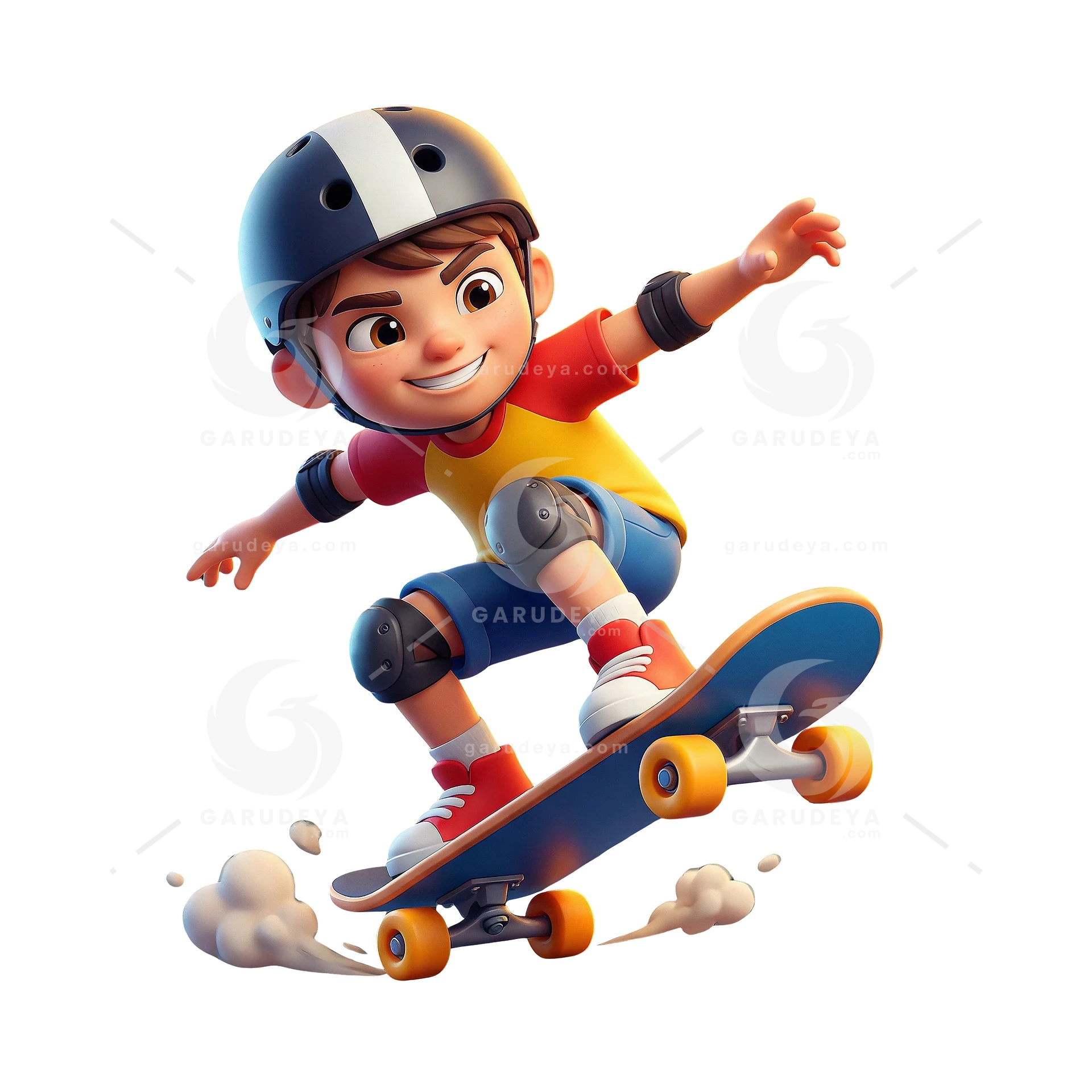 Kid Skateboarding Action Fun 3D Cartoon