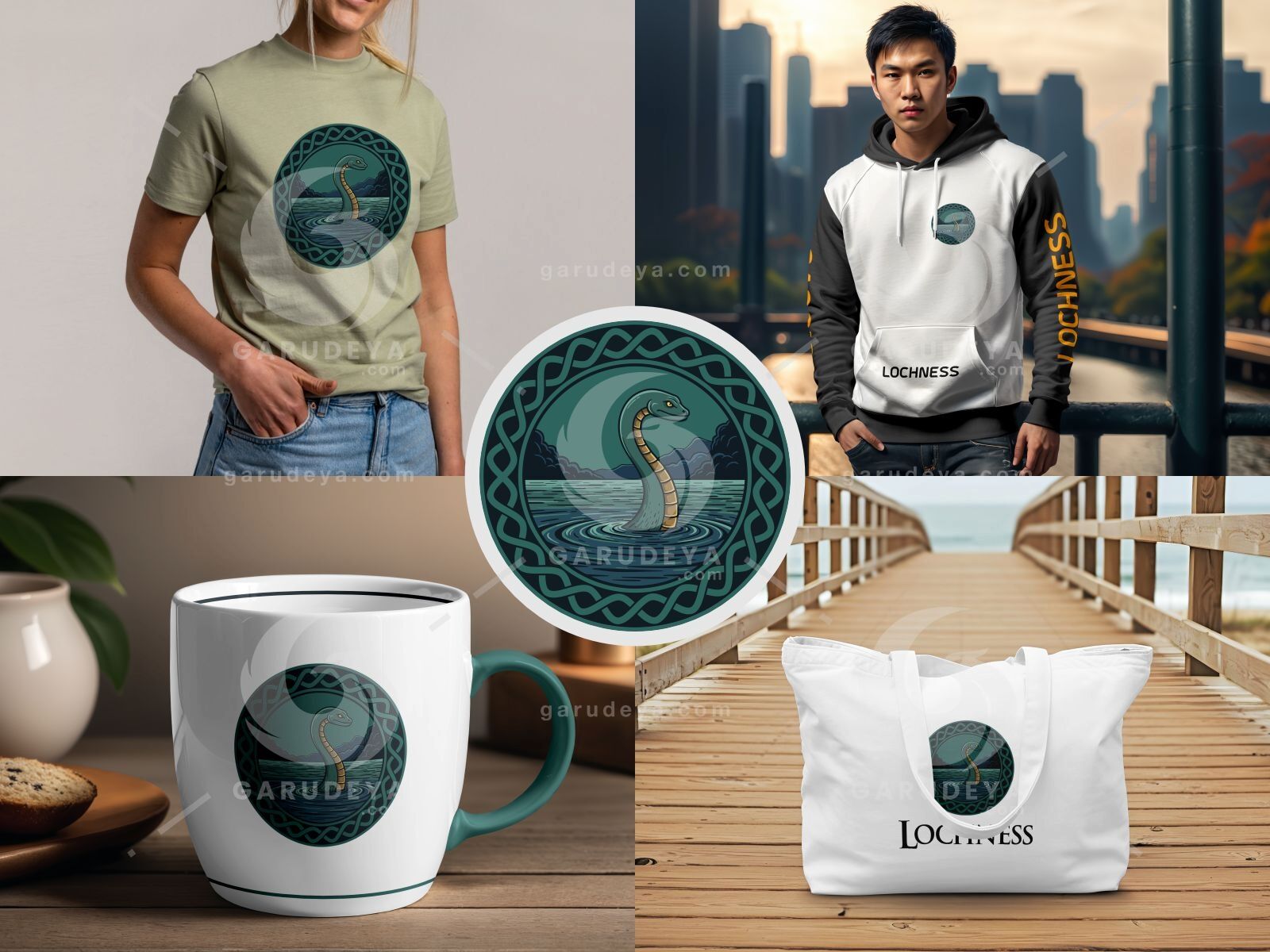 Loch Ness Monster Celtic Vector Illustration