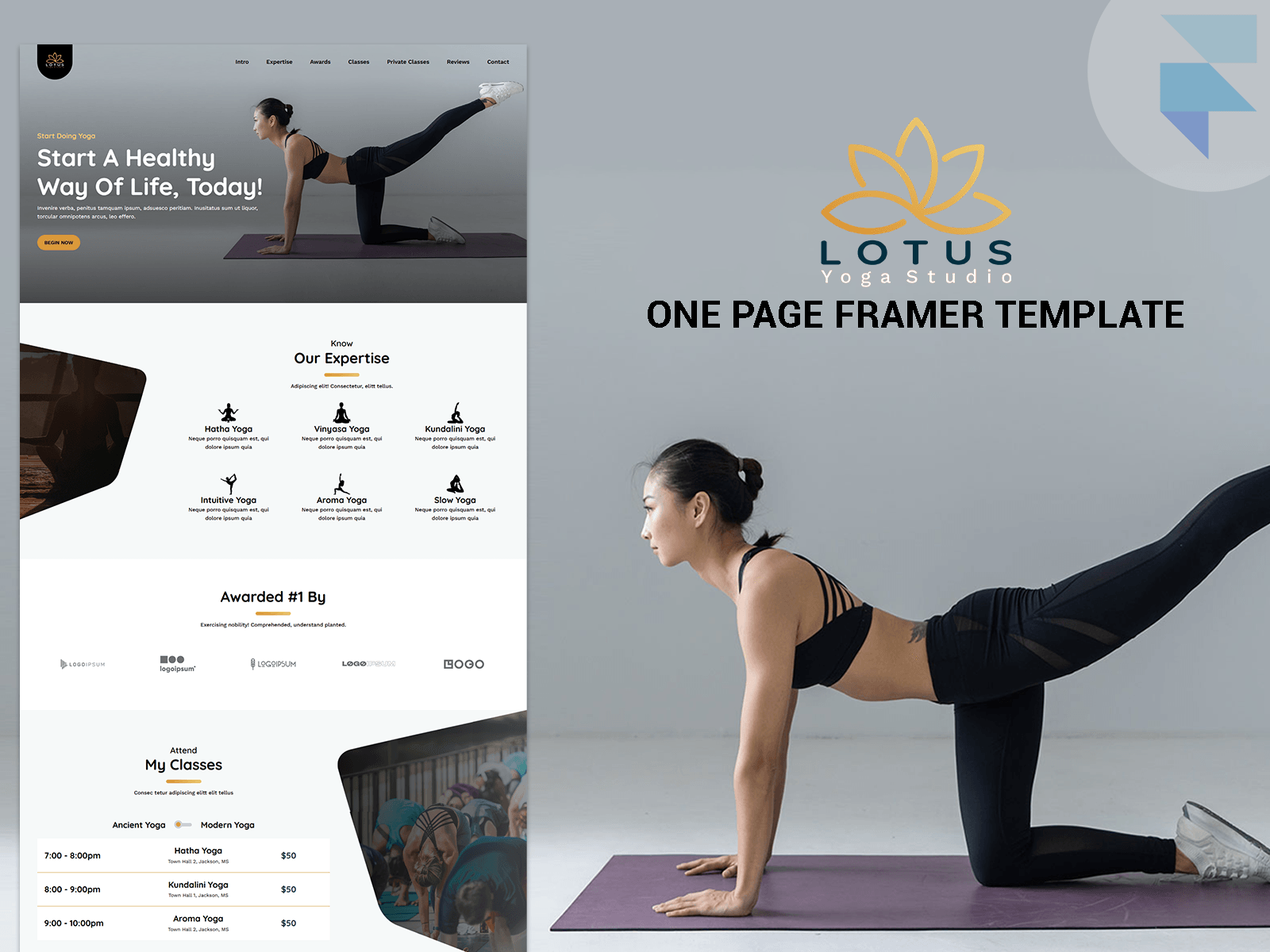 Lotus - Yoga Studio One Page Framer Template